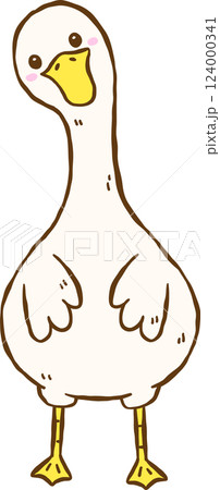Cute Silly Goose Funny Standing Cartoon Hand Drawn Doodle Cute Silly Goose Funny Standing Cartoon Hand Drawn Doodle 124000341
