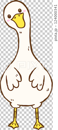 Cute Silly Goose Funny Standing Cartoon Hand Drawn Doodle Cute Silly Goose Funny Standing Cartoon Hand Drawn Doodle 124000341