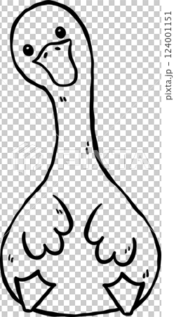Cute Silly Goose Outline Front sitting Cartoon Hand Drawn Doodle 124001151