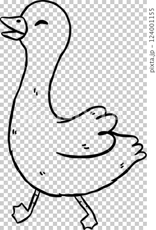 Cute Silly Goose Outline Happy Cartoon Hand Drawn Doodle 124001155