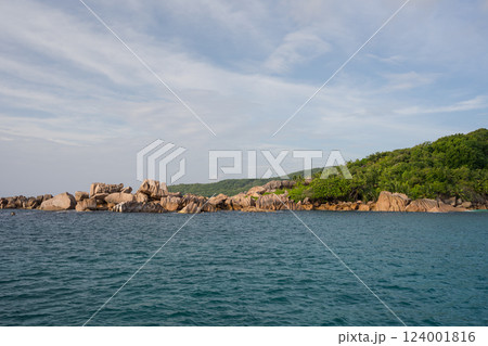La Digue Island from the harbor 124001816