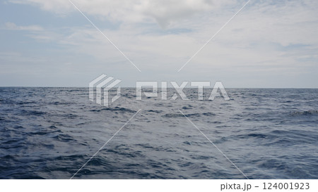 side view from boat in Indian ocean sailing between Seychelles islands in daytime side view from boat in Indian ocean sailing between Seychelles islands in daytime 124001923