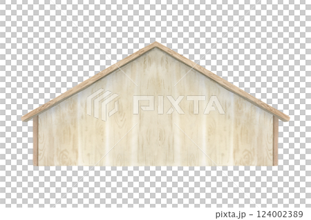 Simple wooden chicken coop watercolor illustration isolated on white background. Minimalist henhouse for poultry yard and farm designs 124002389