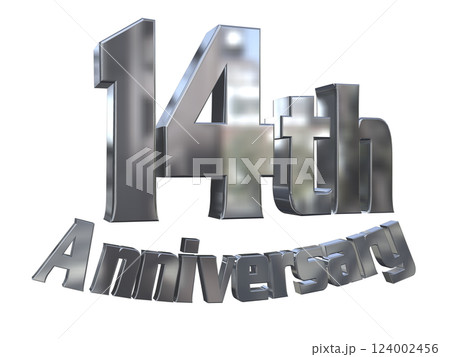 3DCG文字「14th Anniversary/14周年マークキラキラ」シルバー,銀 124002456