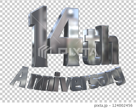 3DCG文字「14th Anniversary/14周年マークキラキラ」シルバー,銀 124002456