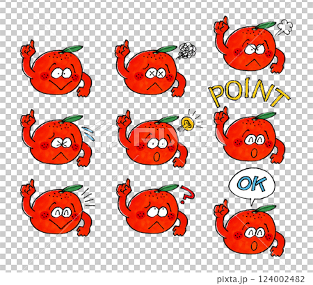 Mandarin orange character set Mandarin orange character set 124002482