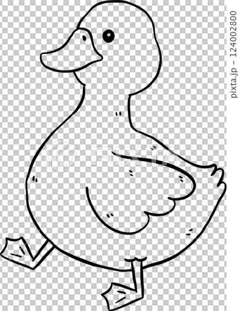 Cute Cartoon Duck Outline Hand Drawn Doodle 124002800