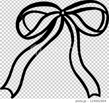 Cute Ribbon Bow Outline Hand Drawn Decorative 124002804