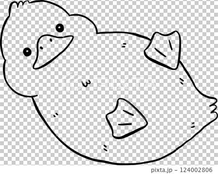Cute Cartoon Duck Outline Hand Drawn Doodle 124002806