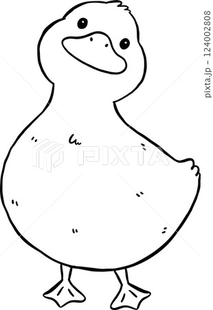 Cute Cartoon Duck Outline Front Standing Hand Drawn Doodle 124002808