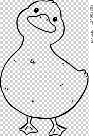 Cute Cartoon Duck Outline Front Standing Hand Drawn Doodle 124002808