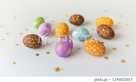 Colorful Eggs with Gold and Brown Colorful Eggs with Gold and Brown 124002883