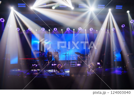 An empty stage in the spotlights.  124003040