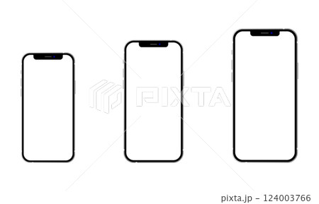 iPhone12 スマートフォン ディスプレイ フレーム 3サイズ ベクター素材  124003766