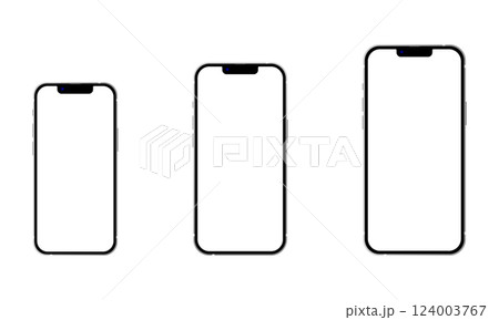 iPhone13 スマートフォン ディスプレイ フレーム 3サイズ ベクター素材 iPhone13 スマートフォン ディスプレイ フレーム 3サイズ ベクター素材 124003767
