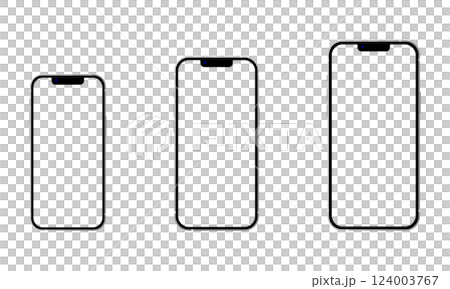 iPhone13 スマートフォン ディスプレイ フレーム 3サイズ ベクター素材 iPhone13 スマートフォン ディスプレイ フレーム 3サイズ ベクター素材 124003767