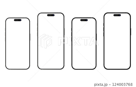 iPhone16 スマートフォン ディスプレイ フレーム 2サイズ ベクター素材  124003768