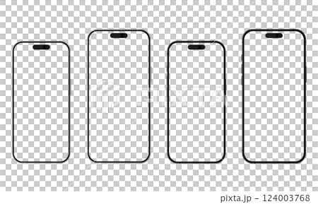iPhone16 スマートフォン ディスプレイ フレーム 2サイズ ベクター素材  124003768
