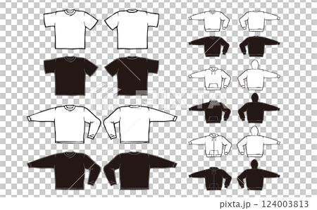 手繪 T 卹、運動衫和連帽衫插畫套裝 手繪 T 卹、運動衫和連帽衫插畫套裝 124003813