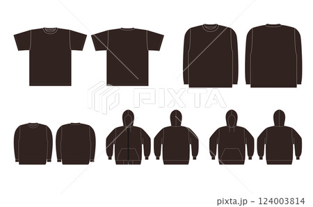 Tシャツ、トレーナー、パーカーのイラストセット Tシャツ、トレーナー、パーカーのイラストセット 124003814