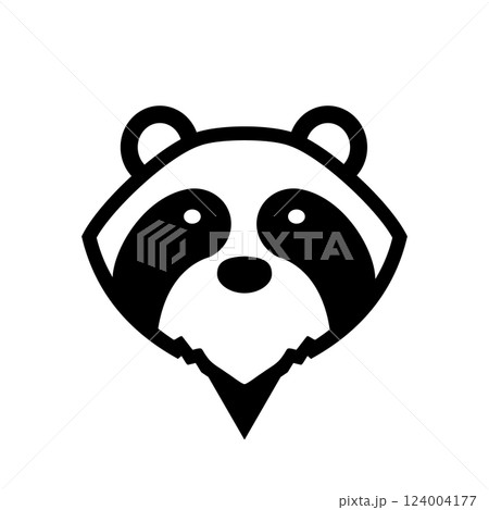 たぬき注意マーク・地図用ピンアイコン　野生動物・白黒 124004177