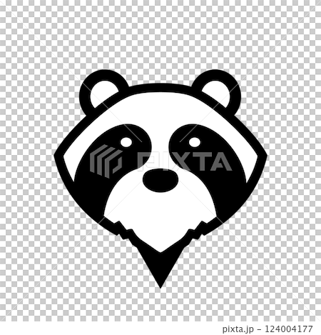 たぬき注意マーク・地図用ピンアイコン　野生動物・白黒 124004177