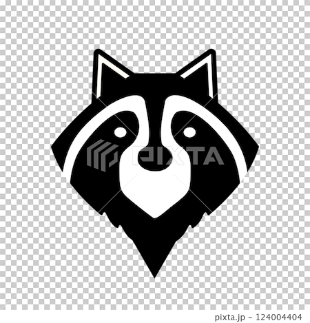 アライグマ注意マーク・地図用ピンアイコン 野生動物・白黒 アライグマ注意マーク・地図用ピンアイコン 野生動物・白黒 124004404