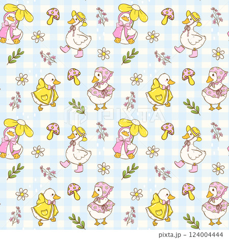Cute Cottage Core Spring Duck Seamless Pattern on Blue Gingham Girly Cartoon wallpaper Cute Cottage Core Spring Duck Seamless Pattern on Blue Gingham Girly Cartoon wallpaper 124004444