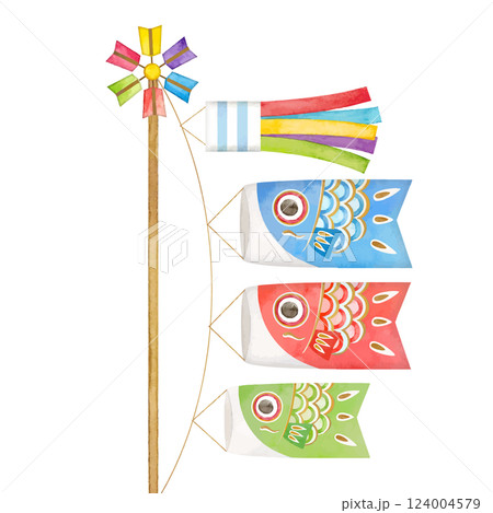 水彩手書きの鯉のぼりのイラスト 124004579