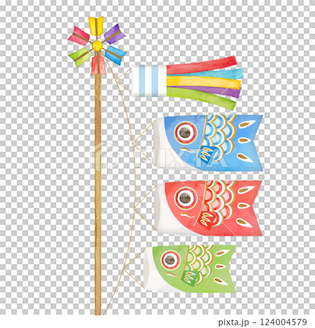 鯉魚旗的水彩手繪插圖 124004579