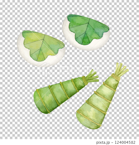 水彩手書きの柏餅とちまきのイラスト 124004582