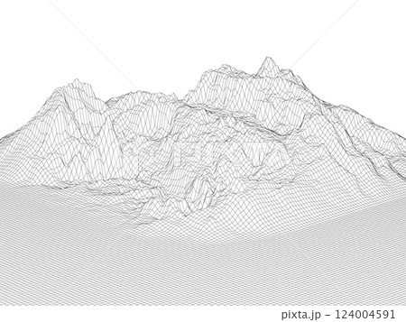 立体地形　ワイヤーフレームイメージ　バックグラウンド　ベクターイラストレーション 124004591