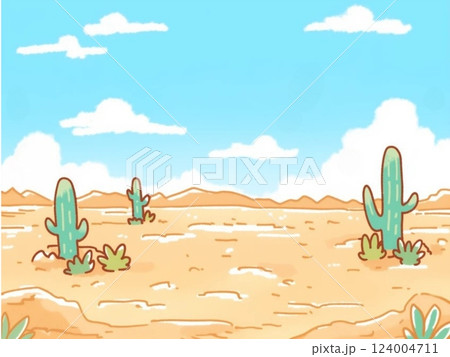 シンプルな荒野のイラスト、素材、背景 124004711