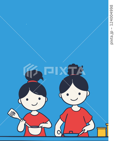 Two Girls Cooking Together 124004998