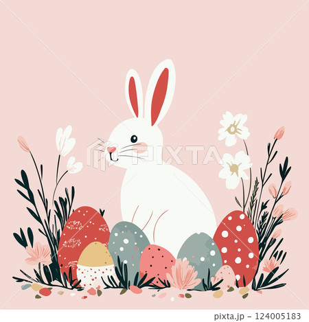 Easter Bunny with Colorful Eggs Easter Bunny with Colorful Eggs 124005183