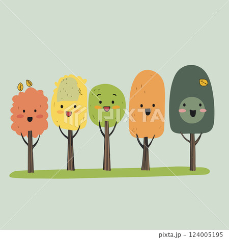 Happy Cartoon Trees 124005195