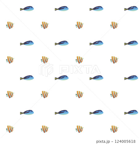Exotic fish in flat style. Seamless pattern. Vector illustration. 124005618