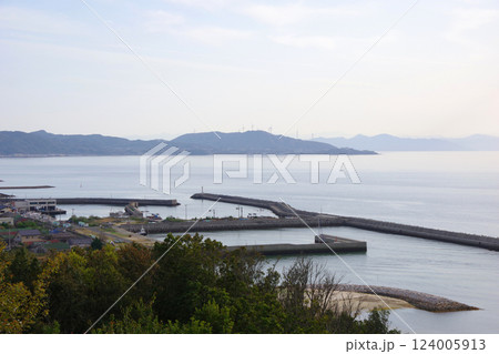 兵庫県洲本市　サンセットパーク五色・夕日が丘公園から鳥飼漁港・雁子岬・鳴門方面を望む 124005913