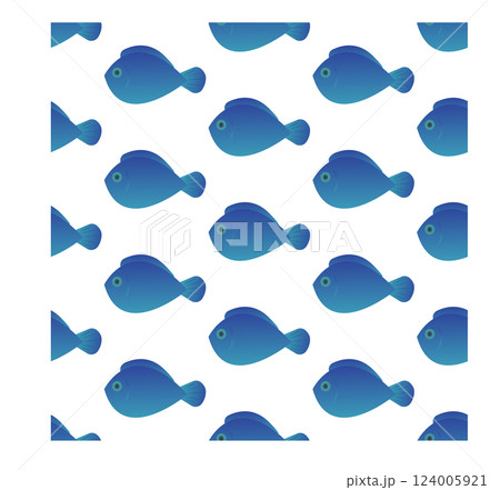 Exotic fish in flat style. Seamless pattern. Vector illustration. 124005921