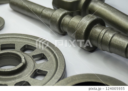Close up scene automotive parts from forging process. 124005935