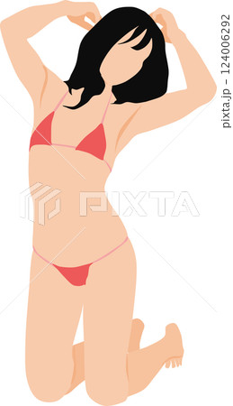 ポーズをとる水着を着た女性のイラスト ポーズをとる水着を着た女性のイラスト 124006292