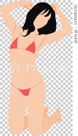 ポーズをとる水着を着た女性のイラスト ポーズをとる水着を着た女性のイラスト 124006292