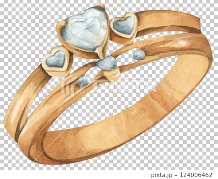 Watercolor Diamond Ring. Luxury Wedding Jewelry Illustration for Invitations & Decor Watercolor Diamond Ring. Luxury Wedding Jewelry Illustration for Invitations & Decor 124006462