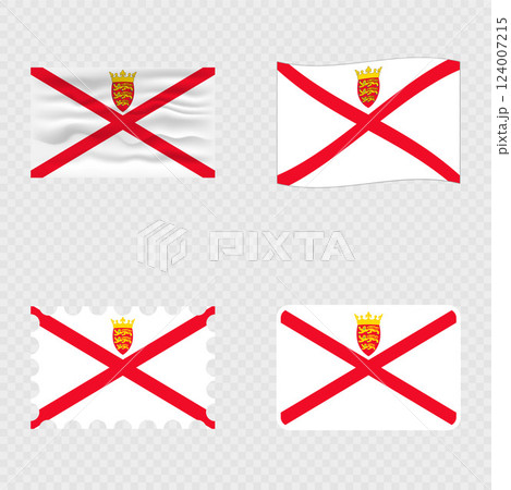 Jersey national flag in four different styles. Jersey national flag in four different styles. 124007215