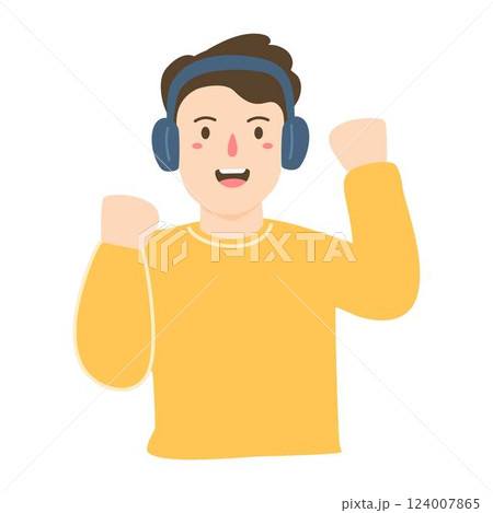 listening music in headphones and dance illustration 124007865