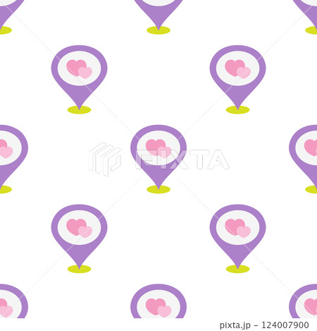 heart location pin seamless pattern 124007900