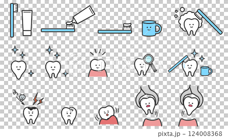 歯みがき・歯科医療 イラストセット 歯みがき・歯科医療 イラストセット 124008368