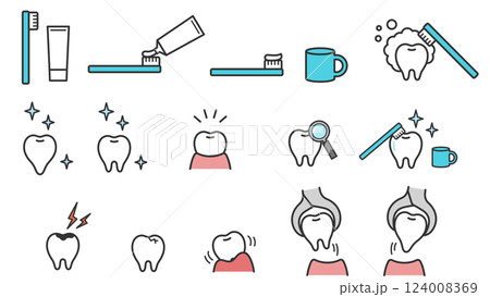 歯みがき・歯科医療　イラストセット 124008369