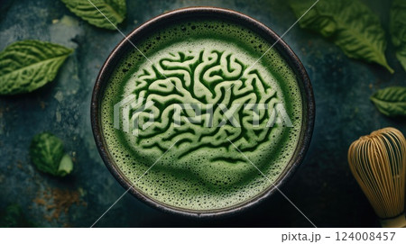 Matcha is a powdered green tea that has many potential health benefits, including Antioxidants, brain health, stress relief and weight management. 124008457