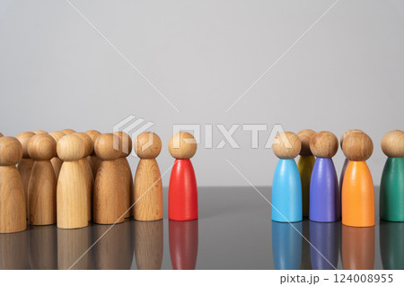 The confrontation of the leading society against minorities. Social tension, discrimination, or cultural conflict. Social inequality, political pressure, 124008955